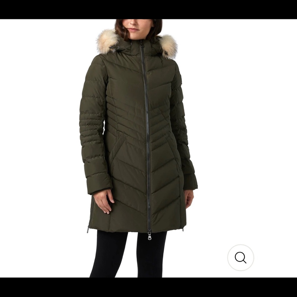 Pajar Canada Queens Fox Fur-Trim Down Puffer Coat NWOT Black Small